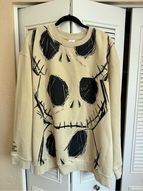 Disney Beige Crewneck Jack Skellington Sweater